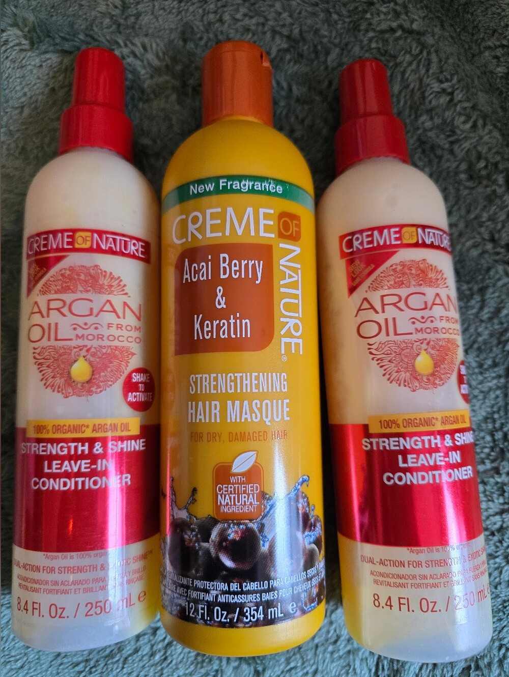 Creme Of Nature Bundle Acai Berry & Keratin Strengthening Hair Masque +leave In